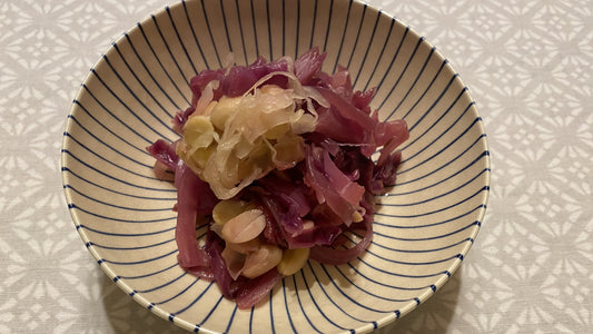 Braised Red  Cabbage with Tempeh and Sauerkraut
